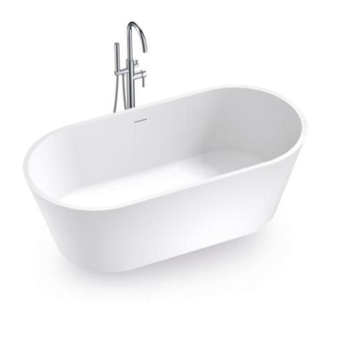 Argent Studio Cast Stone Oval Freestanding Bath 1650mm w/Overflow Matte White FS611615