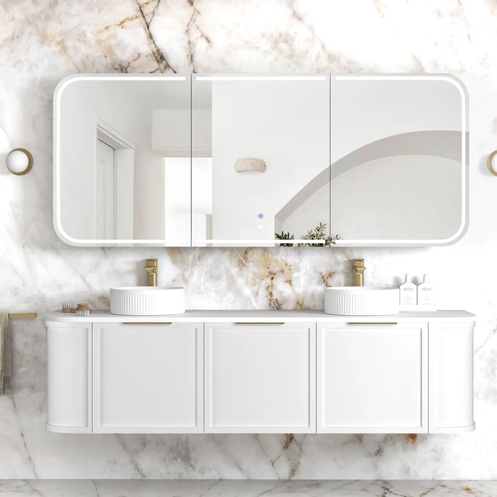 Otti Newport LED Shaving Cabinet 1800x750mm Premium Edition White LED-SSQ1875-VP