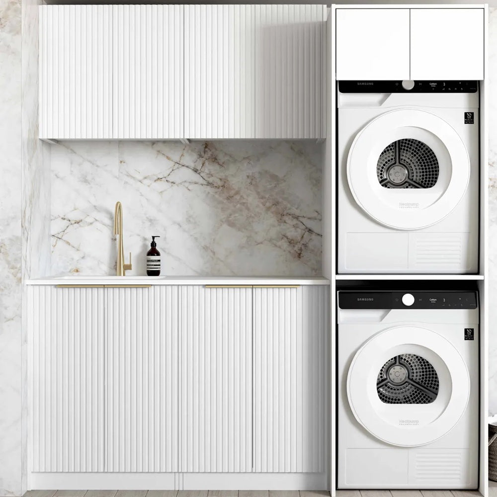 Otti Noosa Laundry Kit 1960C White / Natural Carrara Marble Top LA-1960C-NSW-NCA
