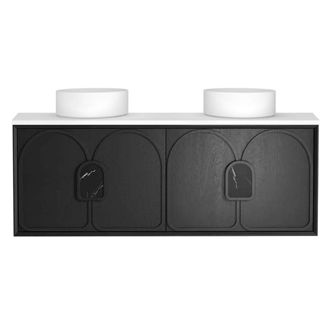 Otti Laguna Mk II Wall Hung Vanity 1500mm Black Oak w/ Pure White Top LGM1500BSTUD-PW