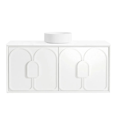 Otti Laguna Mk II Wall Hung Vanity 1200mm Matte White w/ Pure White Top LGM1200WSTUD-PW
