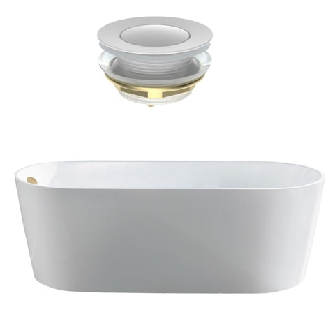 Seima Limni 101 Freestanding Bath 1500mm Gloss White + Flexiwaste Overflow Kit & Pop-Out Waste Matte White 192805