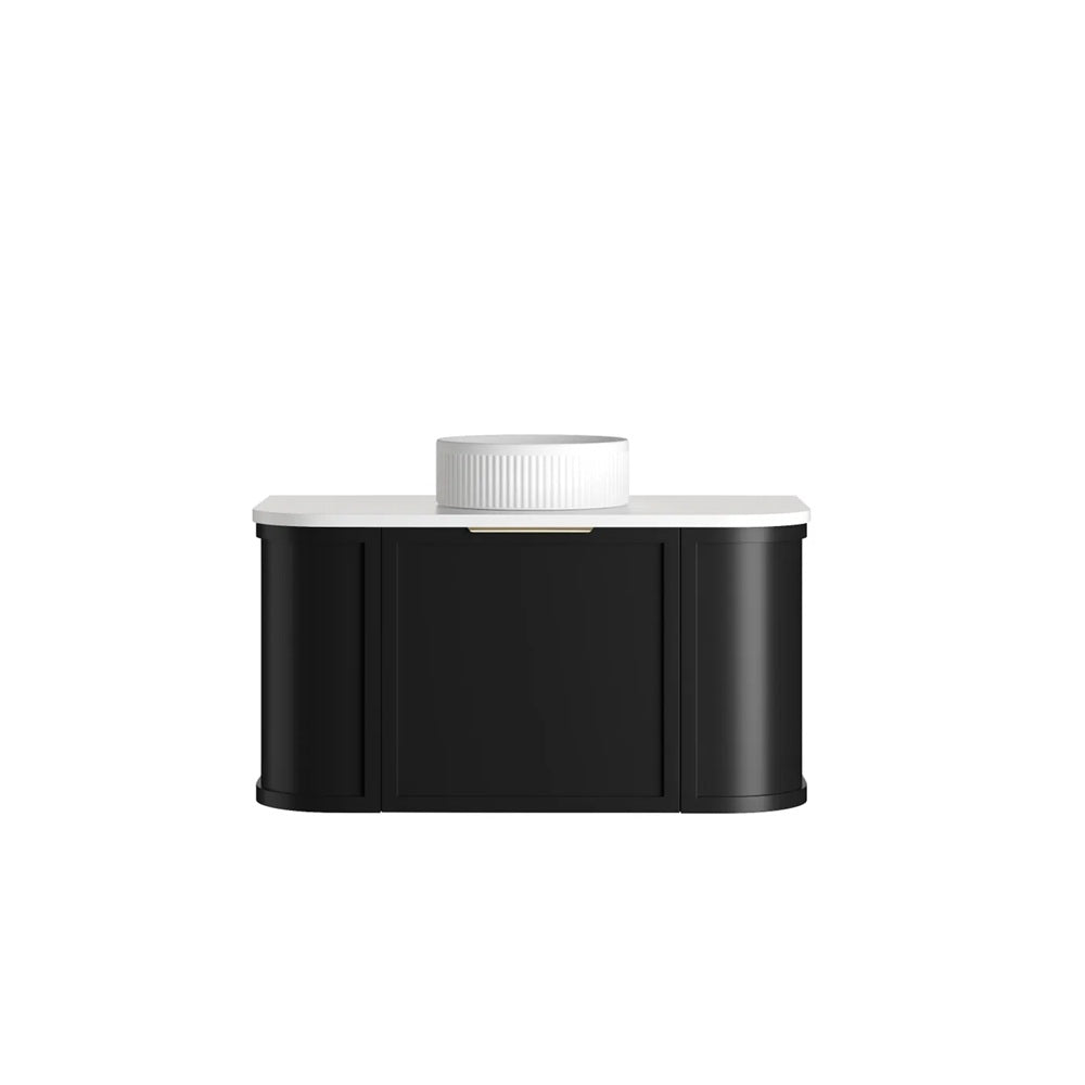 Otti Hampshire Curve Wall Hung Vanity 900mm Satin Black / Sand Dune Top BOH900BST-SD