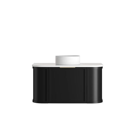 Otti Hampshire Curve Wall Hung Vanity 900mm Satin Black / Sand Dune Top BOH900BST-SD