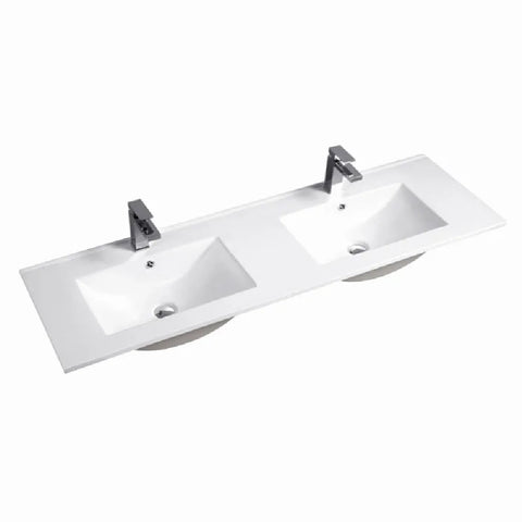 Otti Slim Line Ceramic Top Basin Double Bowl 1500x460mm White CT154D