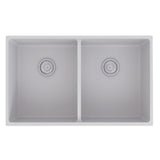 Amelie Deauville Kitchen Sink Quartz Double Bowl (Topmount/Undermount) 813x457x249mm (No Overflow) White BDOFORSB813WH