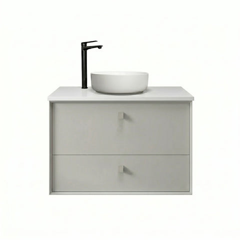 Otti Boston Wall Hung Vanity 600mm Light Grey / Matte White Top BS600LGSTUD-MW