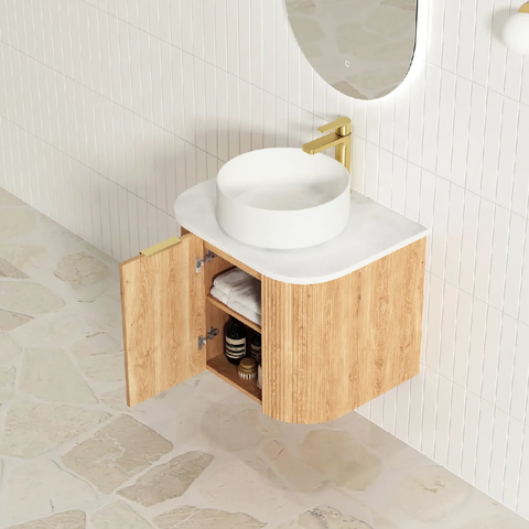 Otti Bondi Wall Hung Cabinet Only 600x460x450mm Woodland Oak Fluted (Cabinet Only) BOW600L