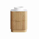Otti Havana Fluted Freestanding Curve Vanity 750mm Woodland Oak / Cloudy Carrara Top HAFW750LST-CA