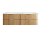 Otti Hanava Curve Fluted Wall Hung Vanity 1800mm Woodland Oak / Chloe Silk Top HAW1800LMT-CS