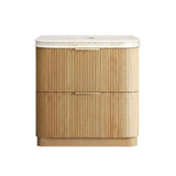 Otti Havana Fluted Freestanding Curve Vanity 900mm Woodland Oak / Pure White Top HAFW900LST-PW