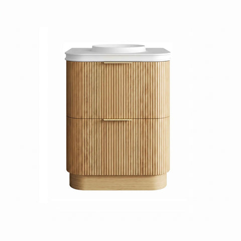 Otti Havana Fluted Freestanding Curve Vanity 750mm Woodland Oak / Round Basin Moulded Top HAFW750LMT-RB