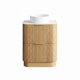 Otti Havana Fluted Freestanding Curve Vanity 750mm Woodland Oak / Pure White Top HAFW750LST-PW