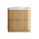 Otti Havana Fluted Freestanding Curve Vanity 900mm Woodland Oak / Round Basin Moulded Top HAFW900LMT-RB