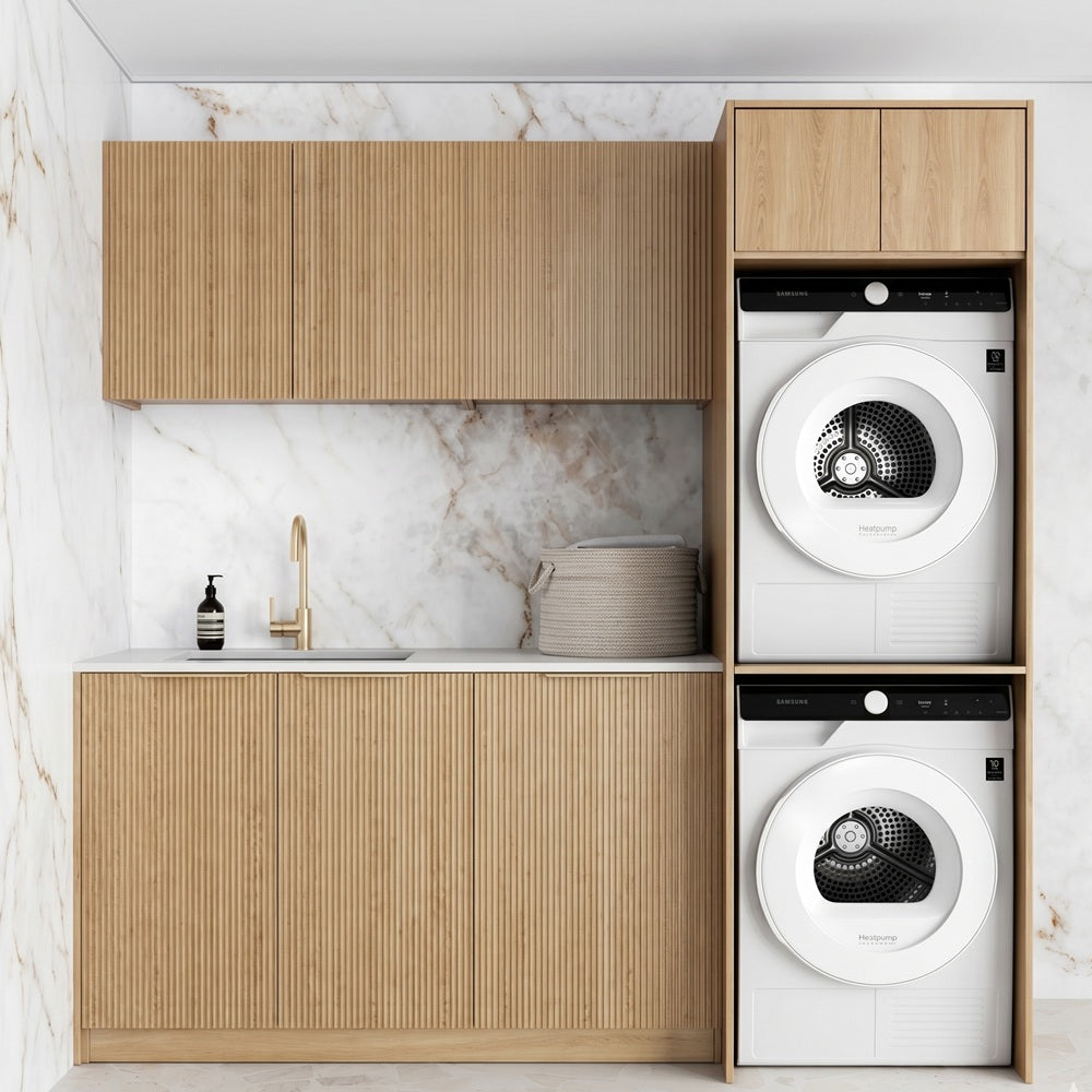 Otti Havana Laundry Kit 1715C Woodland Oak / Natural Carrara Marble Top LA-1715C-HAWL-NCA