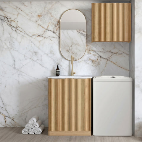 Otti Havana Wall And Base Cabinets Kit 650mm Woodland Oak / Cloudy Carrara Top LA-650A-HAWL-CA