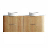 Otti Havana Fluted Wall Hung Curve Vanity 1500mm Woodland Oak / Cloudy Carrara Top HAW1500LST-CA