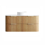 Otti Havana Fluted Wall Hung Curve Vanity 1200mm Woodland Oak / Pure White Top HAW1200LST-PW