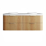 Otti Havana Fluted Wall Hung Curve Vanity 1500mm Woodland Oak / Round Basin Moulded Top HAW1500LMT-RB