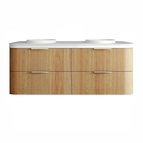 Otti Havana Fluted Wall Hung Curve Vanity 1500mm Woodland Oak / Round Basin Moulded Top HAW1500LMT-RB