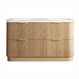 Otti Havana Fluted Freestanding Curve Vanity 1500mm Woodland Oak / Square Basin Moulded Top HAFW1500LMT-SB