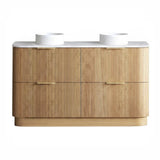 Otti Havana Fluted Freestanding Curve Vanity 1500mm Woodland Oak / Cloudy Carrara Top HAFW1500LST-CA