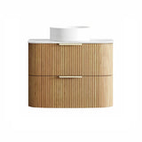 Otti Havana Fluted Wall Hung Curve Vanity 750mm Woodland Oak / Cloudy Carrara Top HAW750LST-CA