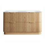 Otti Havana Fluted Freestanding Curve Vanity 1500mm Woodland Oak / Chloe Silk Top HAFW1500LMT-CS