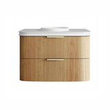Otti Havana Fluted Wall Hung Curve Vanity 900mm Woodland Oak / Round Basin Moulded Top HAW900LMT-RB