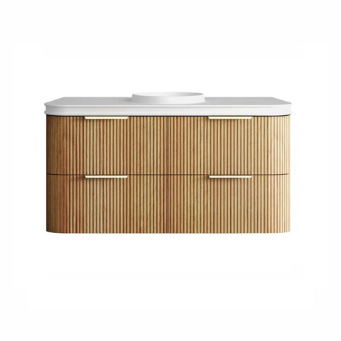 Otti Havana Fluted Wall Hung Curve Vanity 1200mm Woodland Oak / Round Basin Moulded Top HAW1200LMT-RB