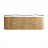 Otti Havana Fluted Wall Hung Curve Vanity 1800mm Woodland Oak / Round Basin Moulded Top HAW1800LMT-RB