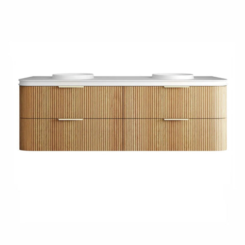 Otti Havana Fluted Wall Hung Curve Vanity 1800mm Woodland Oak / Round Basin Moulded Top HAW1800LMT-RB