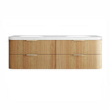 Otti Havana Fluted Wall Hung Curve Vanity 1800mm Woodland Oak / Square Basin Moulded Top HAW1800LMT-SB