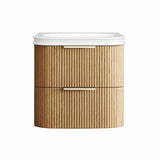 Otti Havana Fluted Wall Hung Curve Vanity 600mm Woodland Oak / Square Basin Moulded Top HAW600LMT-SB