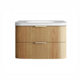 Otti Havana Fluted Wall Hung Curve Vanity 900mm Woodland Oak / Square Basin Moulded Top HAW900LMT-SB