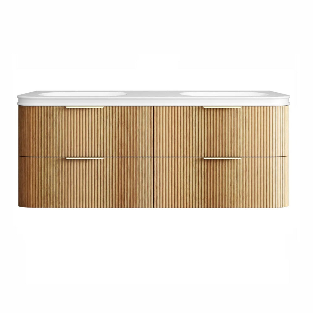 Otti Havana Fluted Wall Hung Curve Vanity 1500mm Woodland Oak / Square Basin Moulded Top HAW1500LMT-SB