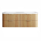Otti Havana Fluted Wall Hung Curve Vanity 1500mm Woodland Oak / Square Basin Moulded Top HAW1500LMT-SB