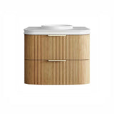 Otti Havana Fluted Wall Hung Curve Vanity 750mm Woodland Oak / Round Basin Moulded Top HAW750LMT-RB