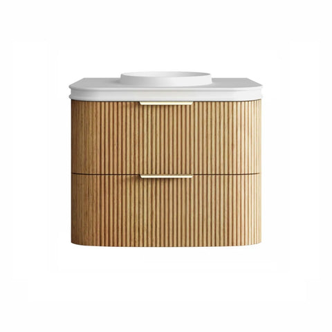 Otti Havana Fluted Wall Hung Curve Vanity 750mm Woodland Oak / Round Basin Moulded Top HAW750LMT-RB