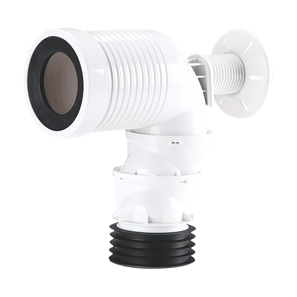 Fienza Flexi Connect S Trap Pipe for Toilet Pans (90-180mm) White X022G