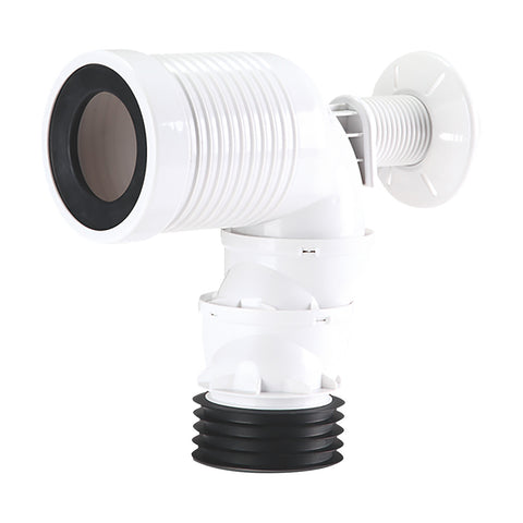 Fienza Flexi Connect S Trap Pipe for Toilet Pans (90-180mm) White X022G