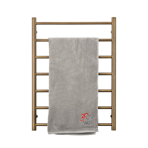 Radiant Round Heated Towel Rail 600x800mm Right Antique Brass AB-RTR01RIGHT