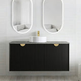 Otti Marlo Wall Hung Vanity 1200mm (10 O'Clock Taphole) Matte Black / Amani Grey Top MA1200BST-G-10TH