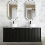 Otti Marlo Wall Hung Vanity 1500mm (10 & 2 O'Clock Taphole) Matte Black / Amani Grey Top MA1500BST-G-10TH