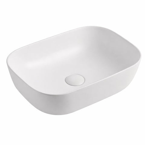 Amelie Deauville Curved Rectangle Above Counter Basin 460mm (No Overflow) Matte White BDOUSI460AVBMW
