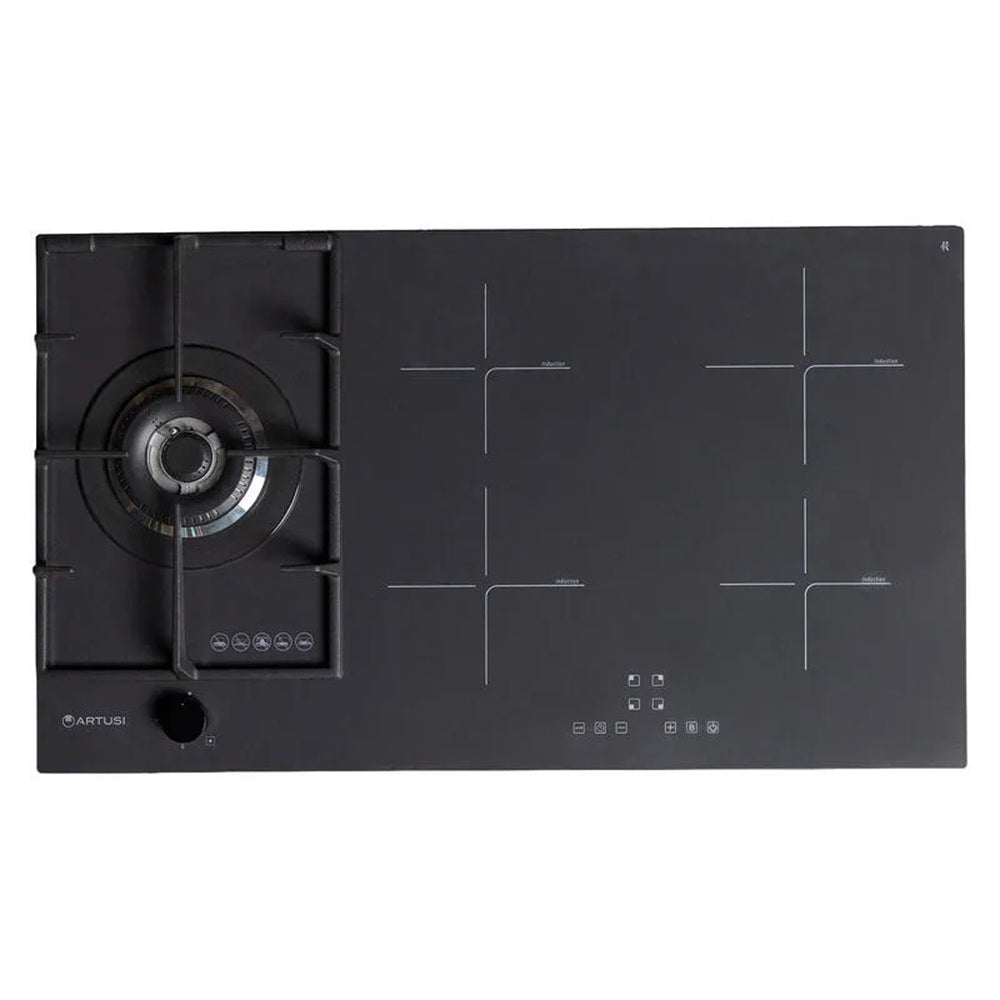 Artusi Hybrid Cooktop 900mm Black Glass AIG9410NB