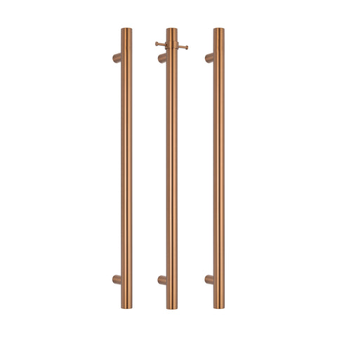 Radiant Vertical Single Heated Towel Bar 40mm X 950mm Gloss Bronze (Top or Botton Wiring) GB-VTR-950