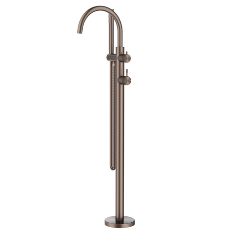 Bella Vista Mica Fluted Freestanding Bath Mixer with Hand Shower Dusk Bronze BFM-HS-6-NR-DB