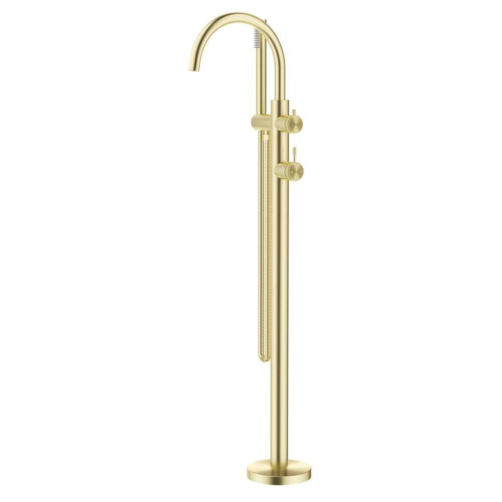 Bella Vista Mica Fluted Freestanding Bath Mixer with Hand Shower French Gold BFM-HS-6-NR-FG