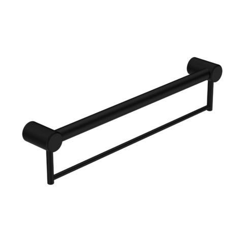 Nero Mecca Care 32mm Grab Rail With Towel Holder 600mm Matte Black NRCR3224BMB